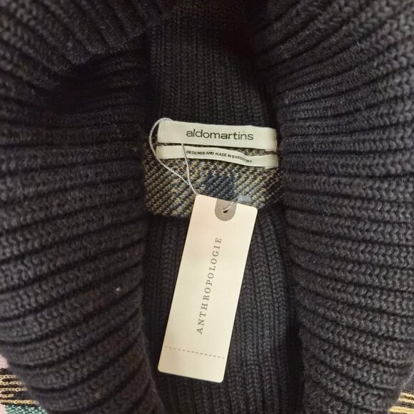 Aldomartins Anthropologie Wool Blend Check Poncho M/L Cozy Hygge Preppy Academi - Picture 5 of 6